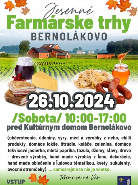 Farmárske trhy v Bernolákove 2024